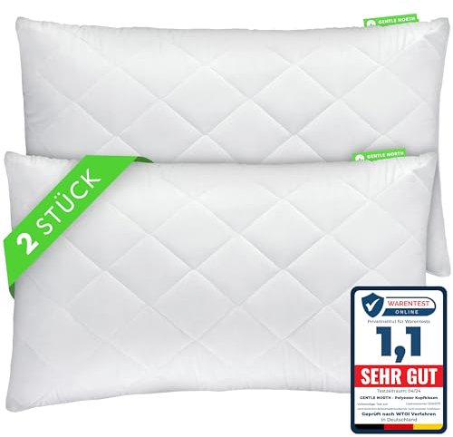 Gentle North Kopfkissen (40x70 cm groß) - 2er Set Kissen für Bett und als Dekokissen - Mit Reißverschluss für Füllung - Sofakissen - Zierkissen für Couch und Sofa - Ökotex - Waschbar bis 60° - Weiß