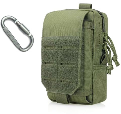 Molle Pouches - Piccola borsa tattica da uomo per radio e telefono, adatta per zaino, gilet, cintura di servizio, accessori per il trasporto di targhe, accessori per borse e accessori (ArmyGreen)