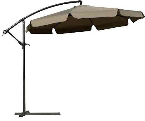 Outsunny Ombrellone da Giardino 2.7x2.7m con Tettuccio Regolabile, Base a Croce, Prese d'Aria, Manovella, Ombrellone Decentrato Inclinabile in Metallo e Poliestere, per Cortile Terrazza, Caffè
