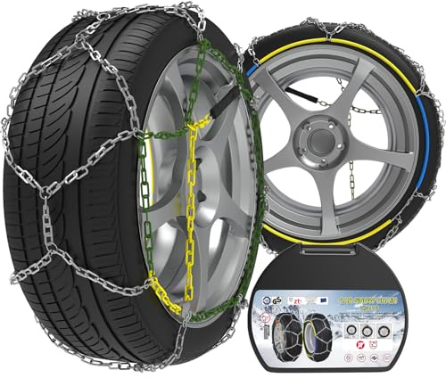 Schneeketten Legierung Stahl, 2 Stück x 12mm, Schneekette mit Spanner, Notfall-Traktions-Schneeketten für Auto (Größe 110)