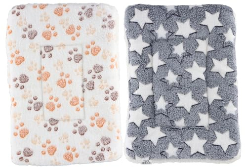 Godneei Set 2 Pezzi Cuccia Cane Interno e Gatto Interno, Cuscino Gatto Morbido 40×30 cm, Letto per Porcellino d'India, Tappetino Invernale in Pile Ideale per Caviaviti, Conigli, Criceti
