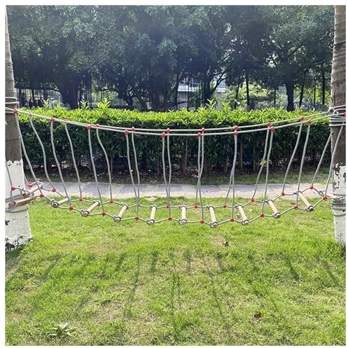JTSMJQIE Double Slackline Accessories, Outdoor Obstacle Training Ground Ninja Rope Playground Rope Ladder Bridge