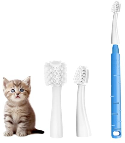 KOPBTBOY Cat Toothbrush, Cats Toothbrushs Kit with 360 DegreeTooth Brushing Head and Premium Non-Slip Handle, Pet Toothbrush for Cat Dental Care, Soft and Extra Small Toothbrush Designed for Cats