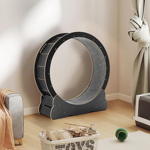 YODOLLA Grande Roue d'exercice pour Chat – Tapis Roulant Détachable Intérieur avec Roue de Course de 110cm pour Chats domestiques (Noir)