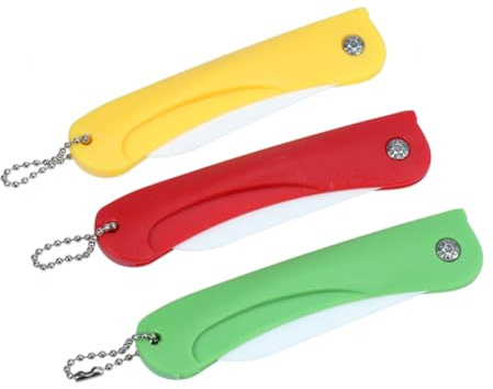 DOITOOL Coltelli per Frutta in Ceramica Pieghevoli 3 Pezzi, Utensili da Cucina Lama ad Alta Durezza e Manico in Pp, per Uso Domestico e Taglio Preciso Colore Casuale