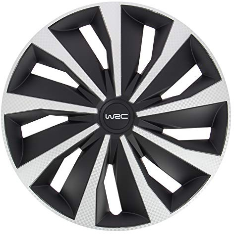 WRC 007499 - 4 Enjoliveurs 16 pouces, Carbone Style, Gris,Noir