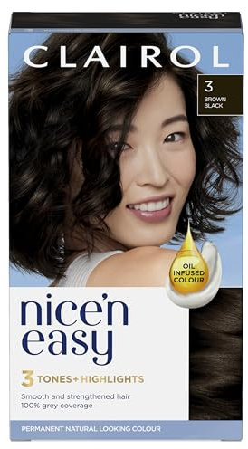 Clairol Nice'n Easy Crème, Natural Looking Oil Infused Permanent Hair Dye, 3 Brown Black