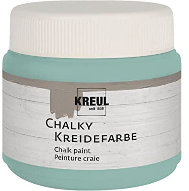 Kreul 75326 - Peinture à la craie Chalky, Ice Mint en pot plastique de 150 ml, couleur douce - mate, couvrant comme une crème, séchage rapide, pour des effets de look usé