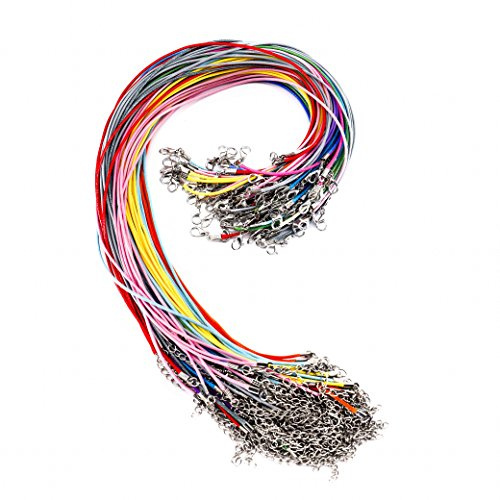 Cordoncino cerato in finta pelle con catena di estensione e chiusura a moschettone, per gioielli fai da te, colori misti, 100 pezzi