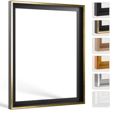 Bildershop-24 Schattenfugenrahmen mit Schattenfuge Lemgo Rahmen für Keilrahmenbilder und Leinwände 40 X 60cm Schwarz Goldglanz Antik