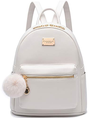 Women Fashion Backpack Purse Leather Flap Rucksack Convertible Mini Backpack School Bag with Tassel Casual Daypack for Girls , Beige, M