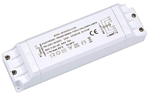 Yafido Halógeno Transformador Electrónico 220V AC a 12V AC 50-210W para Bombilla con Protección Contra Sobrecarga y Sobrecalentamiento