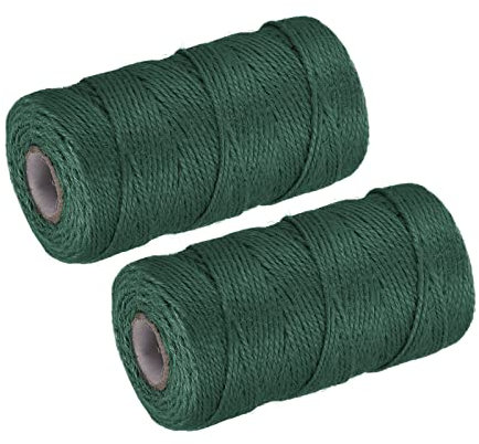 sourcing map 328 Pieds 2mm Jardin Ficelle, Intérieur et Externe Ficelle pour Bricolage Projets, Foncé Vert Paquet de 2