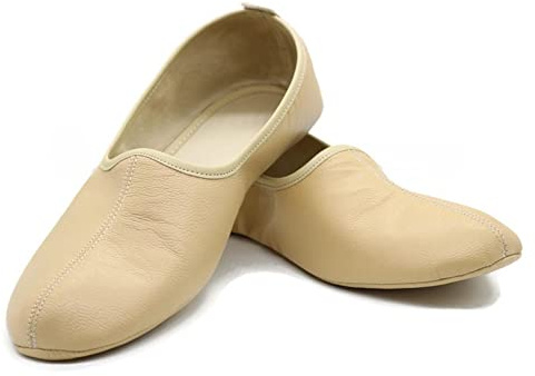 Akdam Women's Indoor Leather Slippers Cream Traditional Babouche House Shoes Moccasin (us_footwear_size_system, adult, women, numeric, medium, numeric_7_point_5)