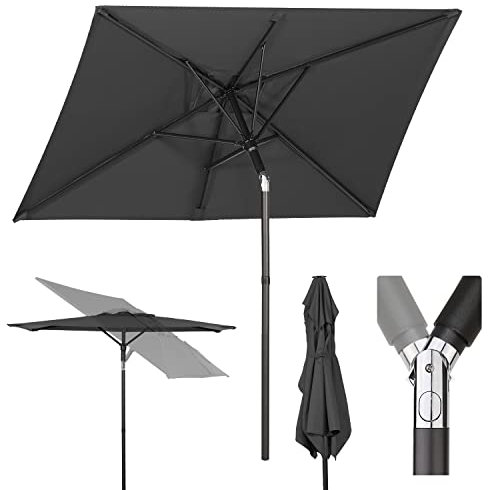 Sekey 180 × 130 cm Sonnenschirm Balkon Sonnenschirm Rechteckig für Balkon, Terrasse & Garten,Windfest Kippbar UPF 50+