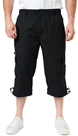 LABEL APPAREL Pantalones Cortos de 3/4 para Hombre, Cintura elástica, Tres Cuartos de Longitud, M-3XL