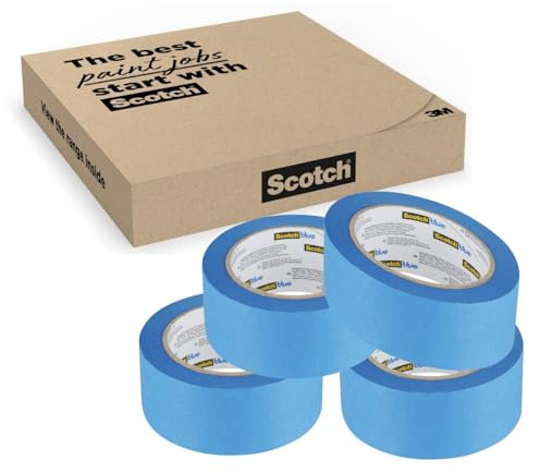 ScotchBlue Multi-Surface Premium Masking Tape, 48 mm x 41 m, 4 Rolls/Case - Scotch Adhesive Blue Painters Tape, For Painting and Decorating, Indoor & Outdoor, Sticks Well, 70% PEFC