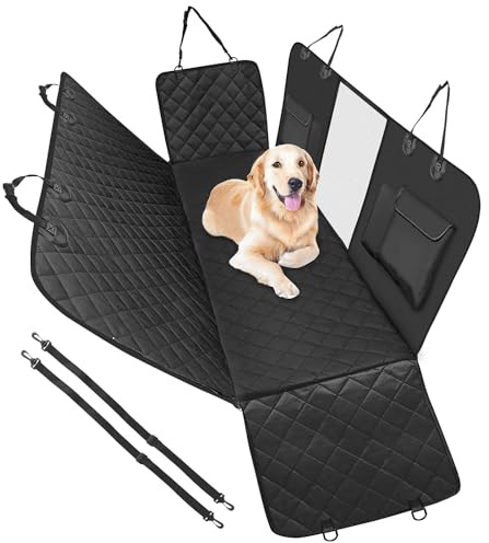 Susy Shop Funda de asiento de coche para perros trasero, protección para el asiento y para tu mascota, de material Oxford, impermeable, antiarañazos y antideslizante