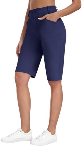MoFiz Damen Outdoor Cargoshorts mit Taschen Sommer Wandern Bermuda Shorts Leichte Sport Trekking Shorts Marineblau M