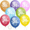 MUEZDUR 12 kunterbunte Luftballons 30. Geburtstag 30cm Luftballon Deko mit 1 Rollen Weiß Band, 30. Deko Geburtstag Frauen Männer Jubiläum 30. Jahre Ballon Zahl 30 Party
