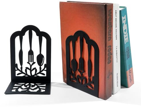 LdawyDE Fermalibri 2 pezzi Ferma Libri per Libreria per Mensole in metallo Nero Reggi Libri per Libreria Antiscivolo Reggilibri da Mensola,12x9x17cm