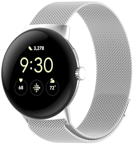 SUGARJAR Metallarmband kompatibelt med Google Pixel Watch 3 41 mm/2/1, magnetiskt ersättningsarmband för kvinnor och män