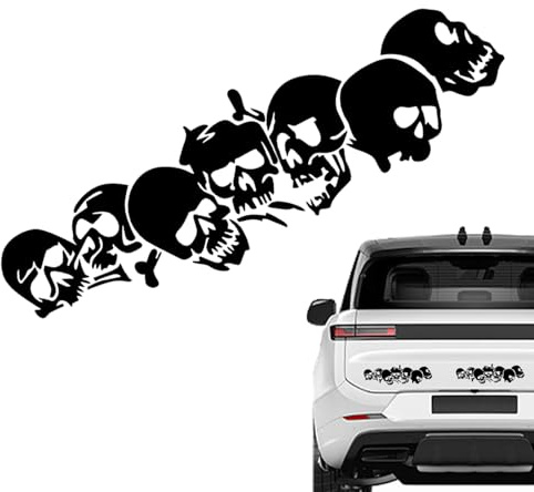 Lnhgh Pegatinas de coche de Halloween, pegatinas de calavera de motocicleta | Pegatinas reflectantes impermeables para cráneo - Decoración exterior automática de horror, pegatinas Cool para coche,
