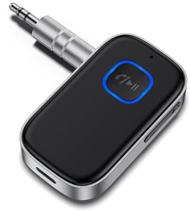 GlasFlength Ricevitore Bluetooth Auto Aux, Adattatore Bluetooth Auto Jack 3.5mm Cancellazione del Rumore Aux Bluetooth Autonomia di 16 Ore per Auto Altoparlanti Stereo Cuffie Chiamate in Vivavoce