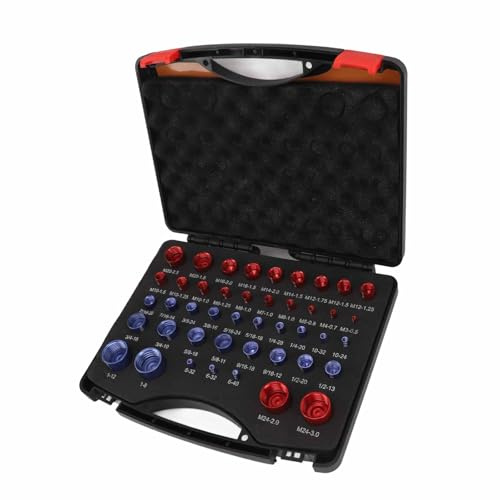 Nut And Bolt Thread Checker, 44pcs Aluminum Alloy Thread Checker Bolt Measuring Tool Bolt And Nut Identifier Gauge with Case
