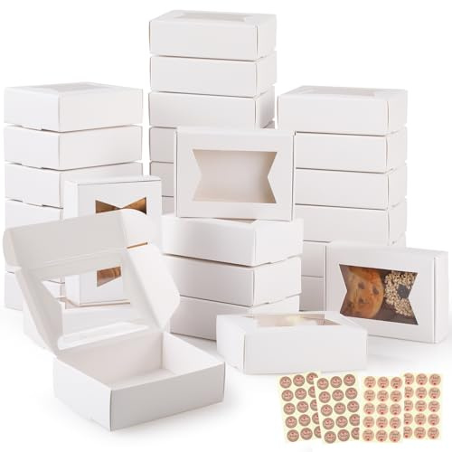 40pz Scatola Regalo Kraft,GeeRic 9.7*7*3CM Scatoline Regalo con Finestra Trasparente Vintage Imballaggio DIY Candele Sapone Biscotti Caramelle Gioielli Scatola Quadrate a Nozze Festa,Compleanno,Natale