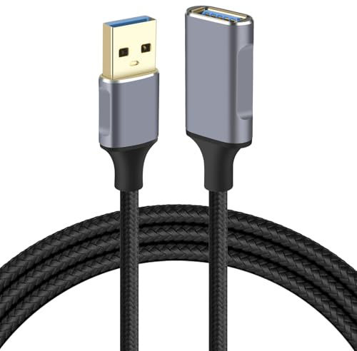 AXFEE USB-förlängningskabel 1 m, USB 3.0 förlängning, kontakt till uttag förlängningskabel, stöder 20 Gbit/s dataöverföring 4K@60 Hz, med iPhone 15 Pro Max, MacBook Pro, Galaxy, Huawei