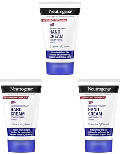 Neutrogena Crema de Manos Concentrada con Perfume (50 ml), crema de manos reparadora para pieles sensibles, crema para manos agrietadas y secas con glicerina y vitamina E (Paquete de 3)