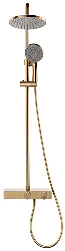 de Ducha Conjunto de Grifo de Ducha termostática Cabeza de Ducha de Lluvia montada en la Pared con Grifo de 20 cm Cabeza de Ducha de Lluvia Redonda y Columna de Ducha expuesta a Mano Ajustable,