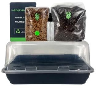Martian Mushpro Monotub Grow Kit - Set & Forget Sistema di coltivazione di funghi indoor con grano sterilizzato e substrato CVG 2kg+rendimenti pronti a coltivare funghi per coltivare funghi a casa