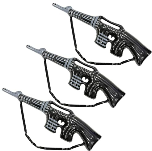 GYIOFAI 3 Pezzi Pistola Gonfiabile Tommy 80 cm, Pistole Gonfiabile Pistola Giocattolo, Set di Accessori da Gangster Della Mafia anni '20, Accessorio per Halloween, Ballo di fine anno, Cosplay (Nero)