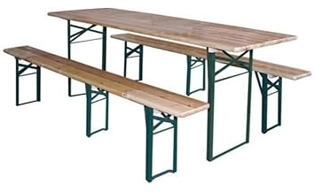 GrecoShop Set Birreria con Tavolo e Panche Pieghevoli in Legno