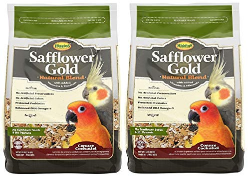 Higgins 2 Pack of Safflower Gold Natural Blend Conure and Cockatiel Food, 3 Pounds Each