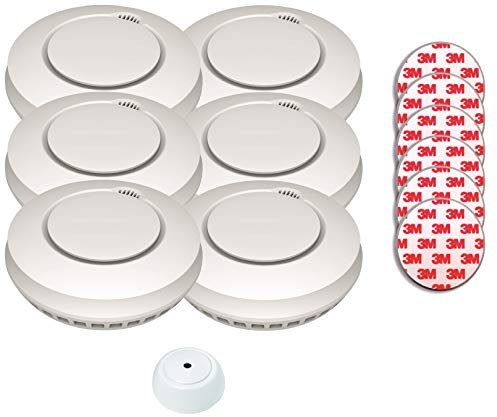 Aktion-Jeising GS559A 6er Set Funkrauchmelder - Hitzemelder - Brandmelder EN14604:2005/AC-2008 mit Magnetpad und kostenlosem Wassermelder