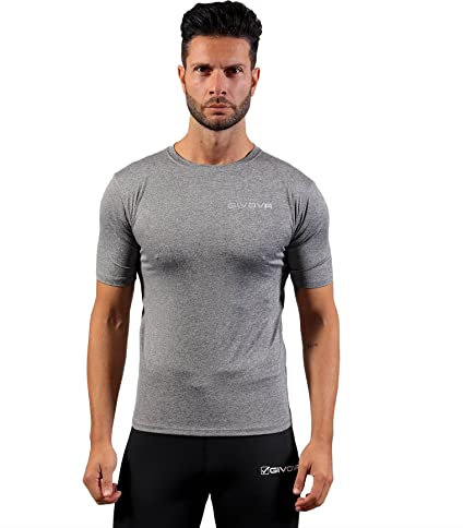 Givova, corpus 2 elastiska ärmar undertröja m/c, mörkgrå melange, 2XL