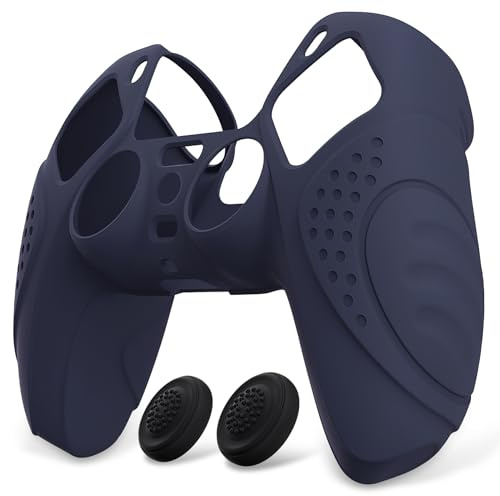 eXtremeRate PlayVital Cover Custodia per ps5 Joystick Controller Skin Silicone Antiscivolo Protettiva con Gommini Copri Levette Analogiche-Guardian Edizione,Blu