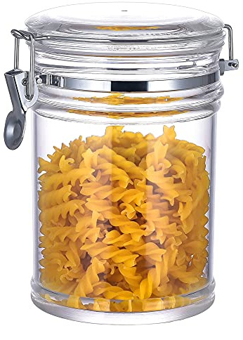 IVOOBR 50 oz Reinforced Medium Acrylic Canister with Locking Clamp, Airtight Flip Jar | Food Storage Container for Flour, Sugar, Coffee, Candy, Cookie etc