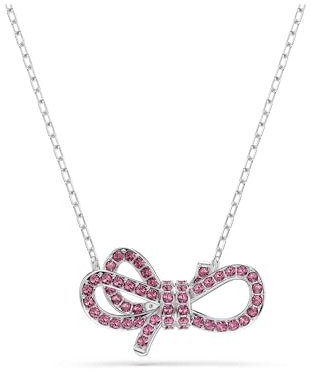 Swarovski Lifelong Bow Pendant Necklace, Pink Crystal Pavé with Bow Motif in a Rhodium-Finished Setting, Part of the Lifelong Bow Collection