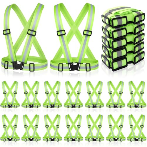 Hercicy Reflective Running Vest Reflective Running Shirt with Safety Straps High Visibility Construction Vest for Night Cycling Hiking Jogging Dog Walking (Fluorescent Green,36)