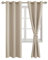 JIUZHEN Vorhänge Blickdicht mit Raffhalter Ösenvorhang Gardinen für Wohnzimmer Verdunkelungsgardinen gegen Kälte und Wärme Schlafzimmer, Biscotti Beige, 2 Stück, 228x117cm(HxB)