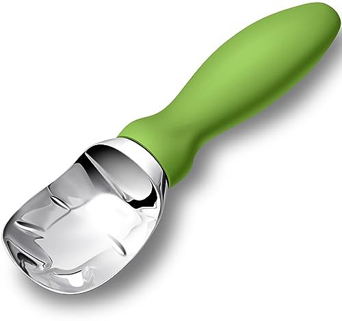 Rainspire Ice Cream Scoop Stainless Steel with Comfortable Handle, Ice Cream Scooper Heavy Duty, Ice Cream Spade Great for Spooning Frozen Hard Gelato and Sorbet, Cookie Dough, Melon, Green