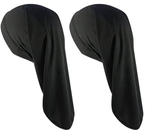 JIHUOO Lot de 2 Bonnets de Dreadlocks Unisexes pour Cheveux Longs et tressés - pour Homme et Femme - Noir, Noir, 5 7/8