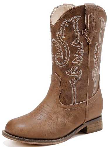 Motasha Boys Cowboy Boots Kids Cowboy Boots Little Girls Boot Brown Girls Cowgirl Boot Size 13 Little Big Kids Western Horse Riding Shoes Concert Party Birthday Wedding Square Toe (M7101 Brown 13)