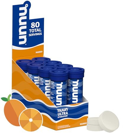 Nuun Ultra Hydration Tablets | Electrolyte Powered Hydration with Vitamin C | Vegan, Gluten-Free, No Artificial Sweeteners | Mango Flavor, 8 Pack (80 Tablets)