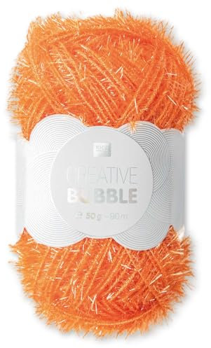 Frida's Wollhaus Rico Design 50 g Creative Bubble Schwammgarn Wolle Stricken Häkeln 57 Farben (021 | Orange)