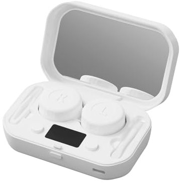 aichilra Detergente per lenti a contatto, portatile, ad ultrasuoni, per la pulizia rapida delle lenti, per la cura quotidiana delle lenti con specchio cosmetico, per viaggi e casa